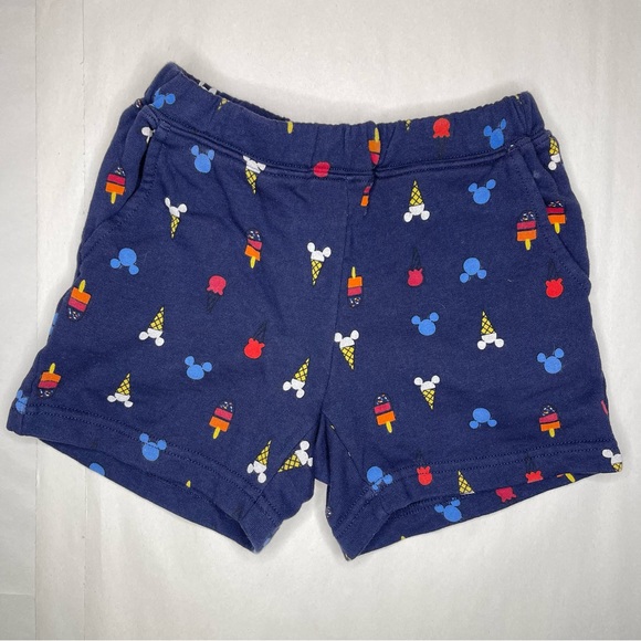 Hanna Andersson Disney Mickey Ice Cream Navy Cotton Pull On Shorts Size 6-7 - Picture 1 of 5